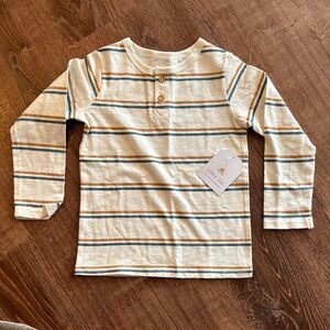 NEW Cream Striped Kids Henley Shirt